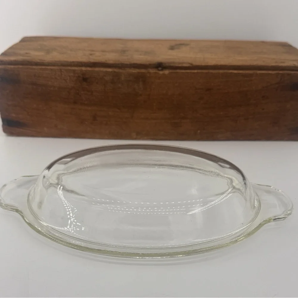 Anchor Hocking Fire King Clear Glass 1.5 Qt Oval 467 Casserole Lid w Tab Handles